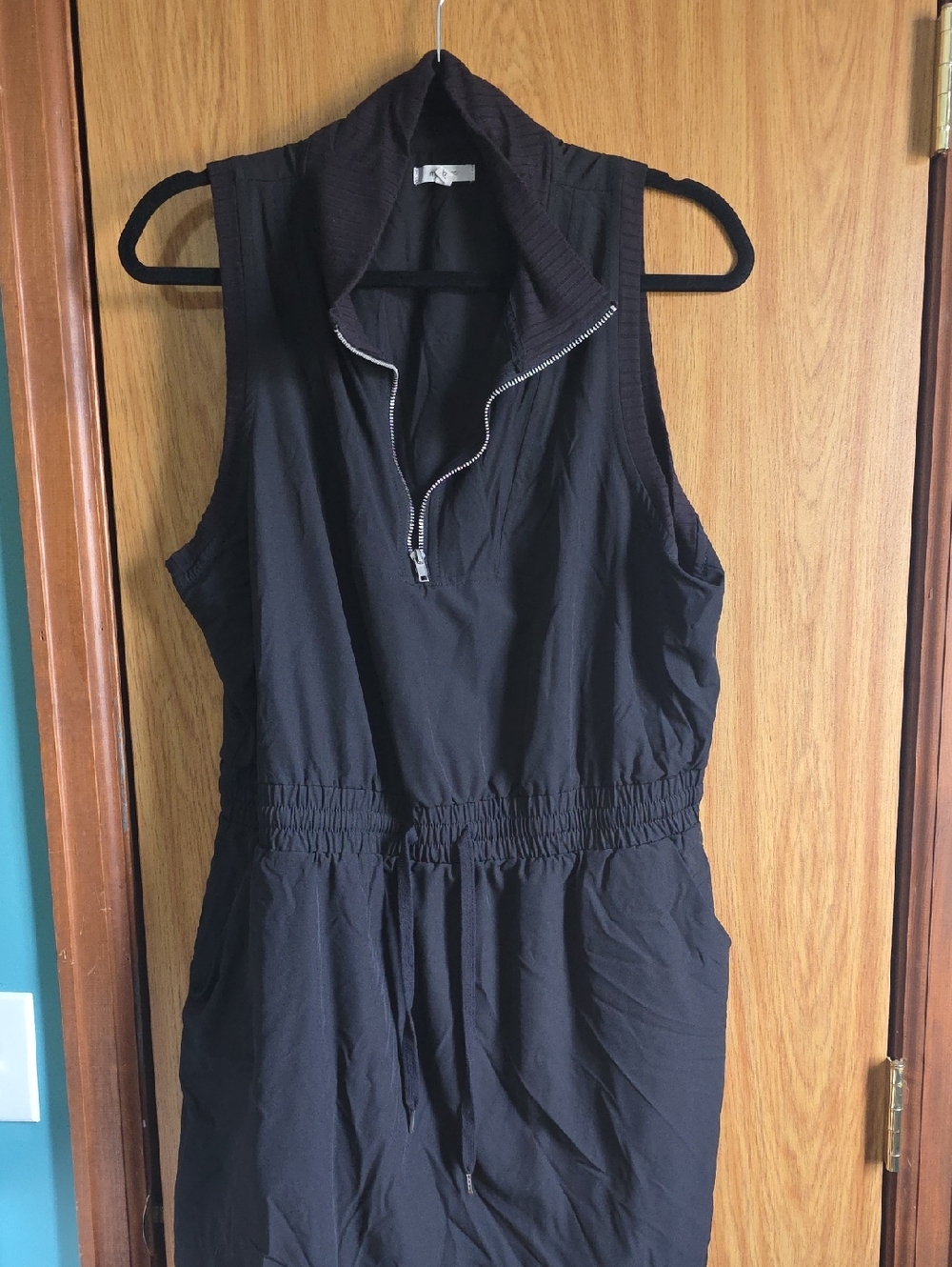 Maurices Black Sleeveless Zip-Front Bodysuit Dress